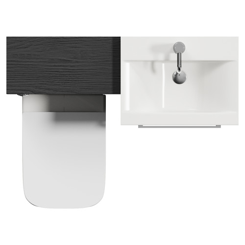 Napoli 390 Nero Oak 1000mm 2 Drawer Vanity Unit Toilet Suite with Glide Basin Top View