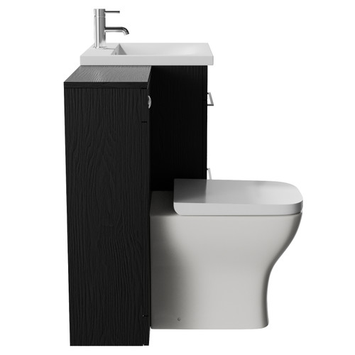 Napoli 460 Nero Oak 1100mm 2 Drawer Vanity Unit Toilet Suite with Glide Basin Side View