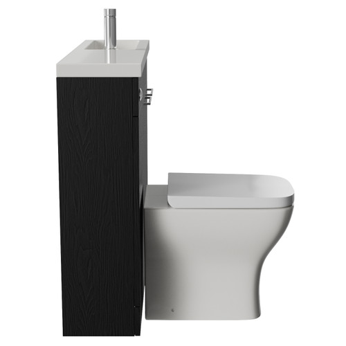 Napoli 250 Nero Oak 1000mm 2 Door Vanity Unit Toilet Suite with Square Silvo Basin Side View