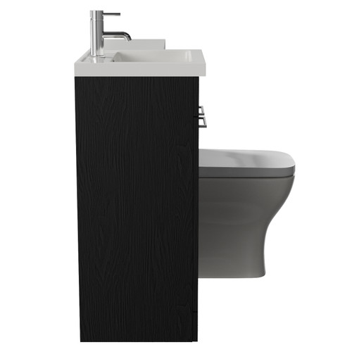 Napoli 390 Nero Oak 1000mm 2 Door Vanity Unit Toilet Suite with Left Hand Square Lucia Basin Side View