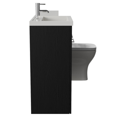 Napoli 390 Nero Oak 1500mm 3 Door Vanity Unit Toilet Suite with Left Hand Square Lucia Basin Side View