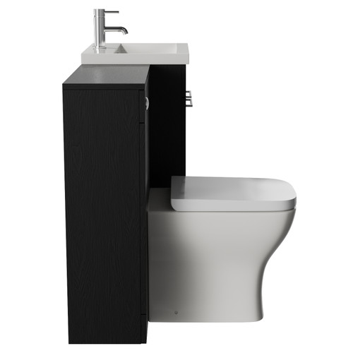 Napoli 390 Cento Nero Oak 1100mm 2 Door Vanity Unit Toilet Suite with Glide Basin Side View