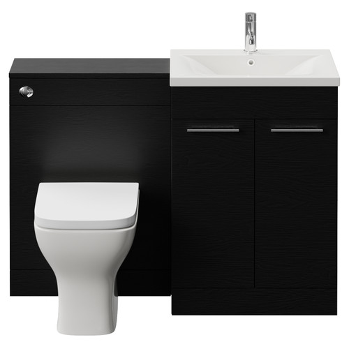 Napoli 460 Cento Nero Oak 1200mm 2 Door Vanity Unit Toilet Suite with Glide Basin Front View