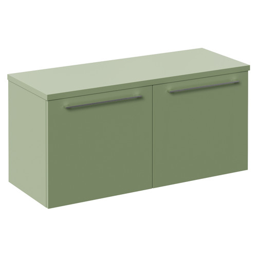 Napoli 390 Olive Green 1000mm Wall Mounted 2 Drawer Vanity Unit for Countertop Basins Left Hand View