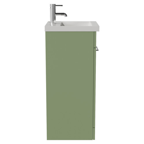 Napoli 390 Olive Green 400mm Single Door Vanity Unit with Glide Basin Side View