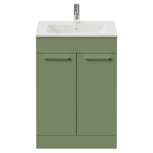 Napoli 460 Olive Green 600mm 2 Door Vanity Unit with Angel Basin Front View