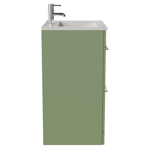 Napoli 460 Olive Green 600mm 2 Drawer Vanity Unit with Angel Basin Side View