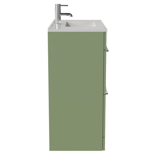 Napoli 390 Olive Green 800mm 2 Drawer Vanity Unit with Angel Basin Side View