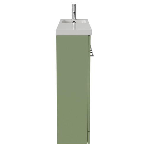 Napoli 250 Olive Green 1000mm 4 Door Vanity Unit with Round Silvo Basin Side View