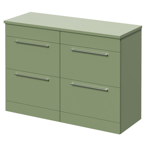 Napoli 460 Olive Green 1200mm 4 Drawer Vanity Unit for Countertop Basins Right Hand View