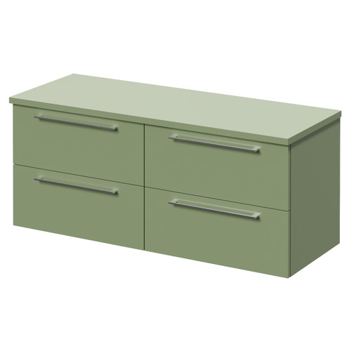 Napoli 460 Olive Green 1200mm Wall Mounted 4 Drawer Vanity Unit for Countertop Basins Right Hand View