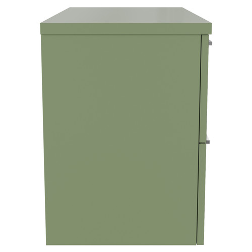 Napoli 390 Olive Green 800mm Wall Mounted 2 Drawer Vanity Unit for Countertop Basins Side View