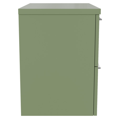 Napoli 390 Olive Green 600mm Wall Mounted 2 Drawer Vanity Unit for Countertop Basins Side View