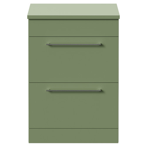 Napoli 390 Olive Green 600mm 2 Drawer Vanity Unit for Countertop Basins Front View
