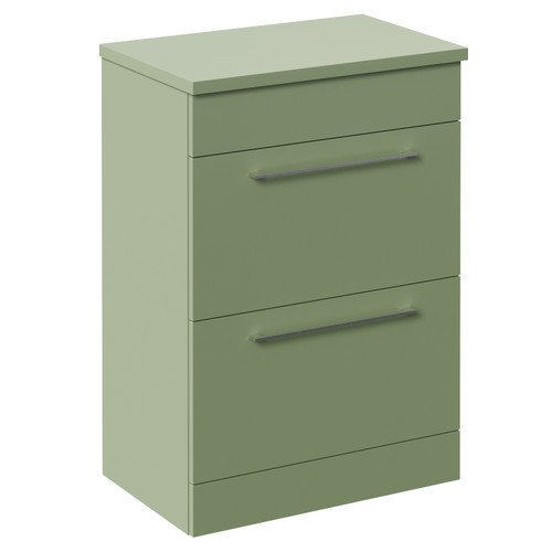 Napoli 390 Olive Green 600mm 2 Drawer Vanity Unit for Countertop Basins Left Hand View