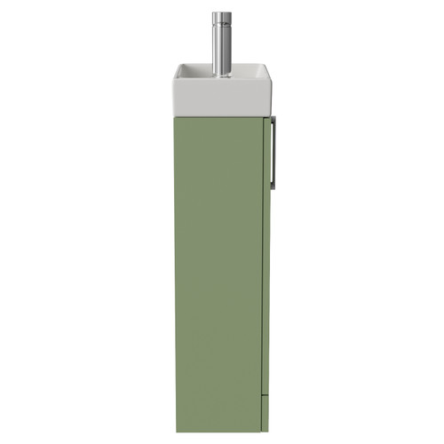 Napoli Cube Olive Green 400mm Single Door Vanity Unit with Align Basin Side View