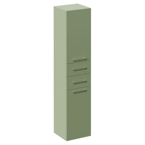 Napoli Olive Green 350mm x 1600mm Wall Mounted Storage Unit Left Hand View