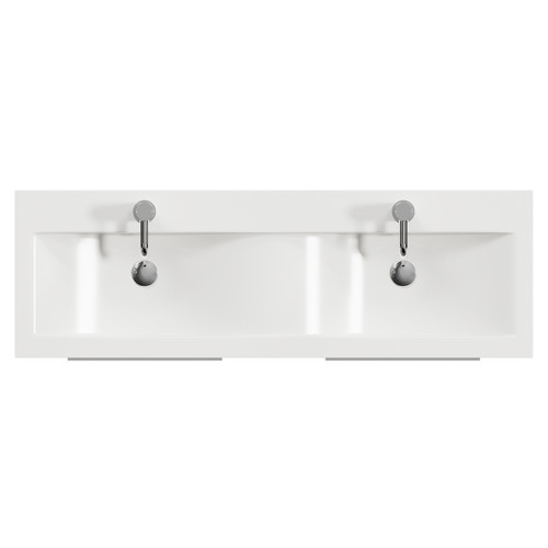 Napoli 390 Olive Green 1200mm Wall Mounted 4 Drawer Vanity Unit with Double Glide Basins Top View