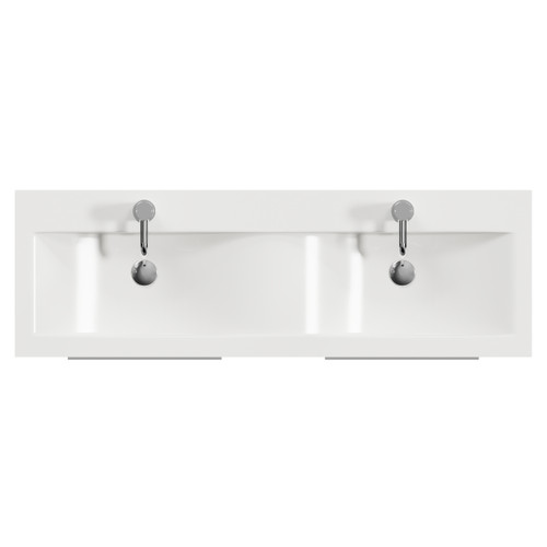 Napoli 390 Olive Green 1200mm Wall Mounted 4 Drawer Vanity Unit with Double Glide Basins Top View
