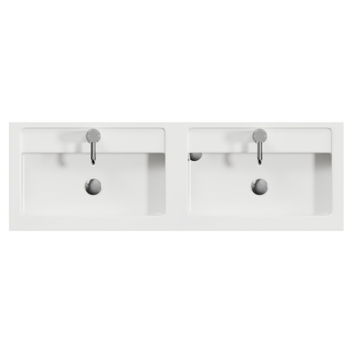 Napoli 390 Olive Green 1200mm 4 Door Vanity Unit with Double Lucia Basins Top View