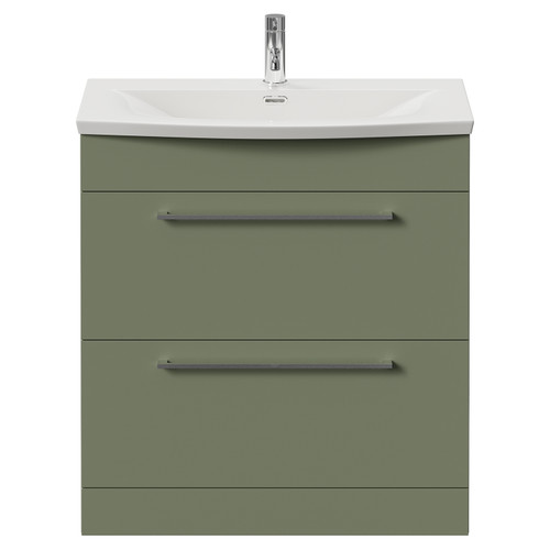 Napoli 390 Olive Green 800mm 2 Drawer Vanity Unit with Arc Basin Front View