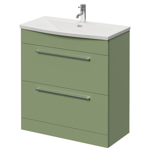Napoli 390 Olive Green 800mm 2 Drawer Vanity Unit with Arc Basin Right Hand View
