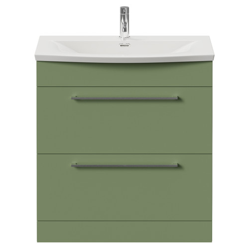 Napoli 390 Olive Green 800mm 2 Drawer Vanity Unit with Arc Basin Front View