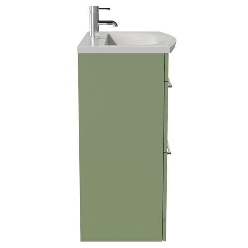 Napoli 390 Olive Green 800mm 2 Drawer Vanity Unit with Arc Basin Side View