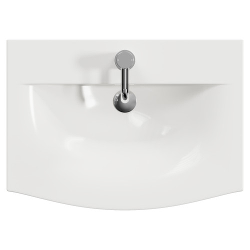 Napoli 390 Olive Green 600mm Wall Mounted 2 Drawer Vanity Unit with Arc Basin Top View