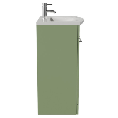 Napoli 390 Olive Green 600mm 2 Door Vanity Unit with Arc Basin Side View