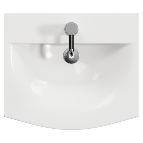 Napoli 390 Olive Green 500mm Wall Mounted Single Drawer Vanity Unit with Arc Basin Top View