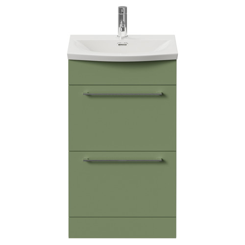 Napoli 390 Olive Green 500mm 2 Drawer Vanity Unit with Arc Basin Front View