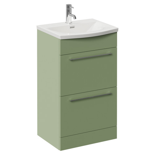 Napoli 390 Olive Green 500mm 2 Drawer Vanity Unit with Arc Basin Left Hand View