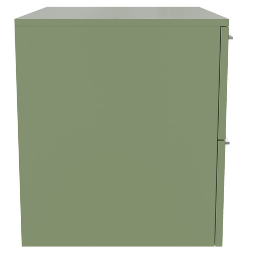 Napoli 460 Olive Green 600mm Wall Mounted 2 Drawer Vanity Unit for Countertop Basins Side View
