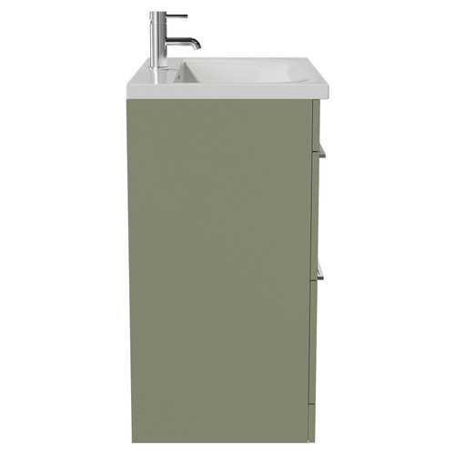 Napoli 460 Olive Green 800mm 2 Drawer Vanity Unit with Glide Basin Side View
