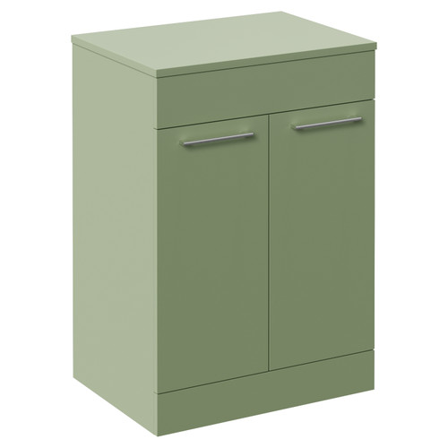 Napoli 460 Olive Green 600mm 2 Door Vanity Unit for Countertop Basins Left Hand View