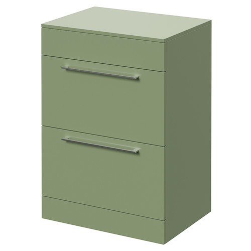 Napoli 460 Olive Green 600mm 2 Drawer Vanity Unit for Countertop Basins Right Hand View