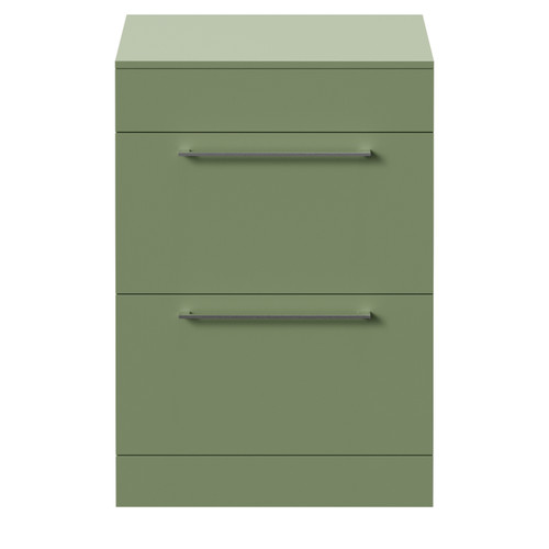 Napoli 460 Olive Green 600mm 2 Drawer Vanity Unit for Countertop Basins Front View