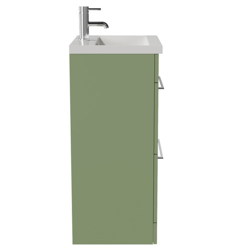 Napoli 390 Olive Green 500mm 2 Drawer Vanity Unit with Glide Basin Side View