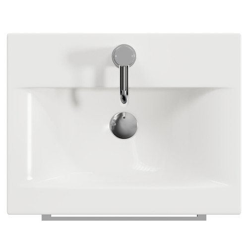 Napoli 390 Olive Green 500mm Wall Mounted Single Drawer Vanity Unit with Glide Basin Top View
