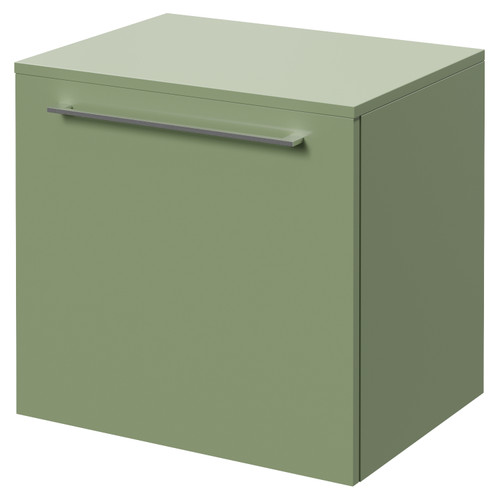 Napoli 390 Olive Green 500mm Wall Mounted Single Drawer Vanity Unit for Countertop Basins Right Hand View