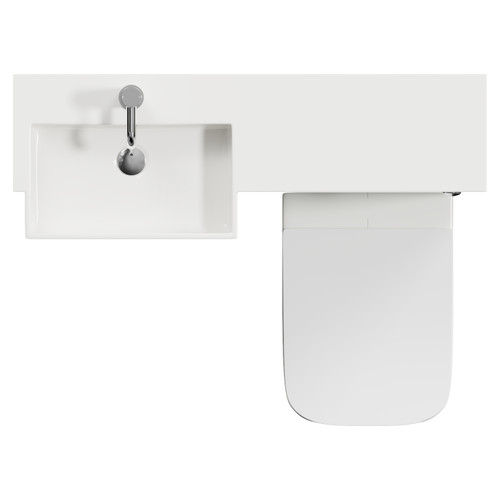 Napoli 250 Olive Green 1000mm 2 Door Vanity Unit Toilet Suite with Left Hand Square Rico Semi Recessed Basin Top View