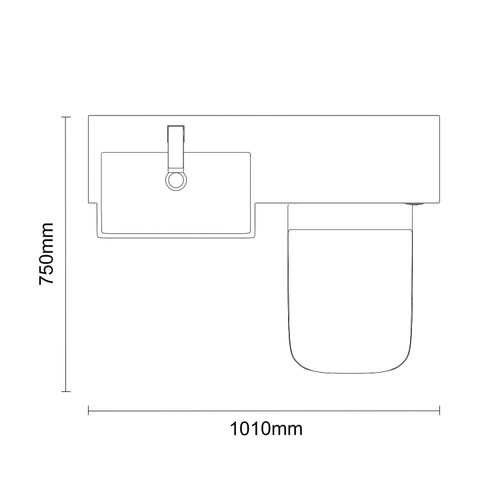Napoli 250 Olive Green 1000mm 2 Door Vanity Unit Toilet Suite with Left Hand Square Rico Semi Recessed Basin Top Down Dimensions