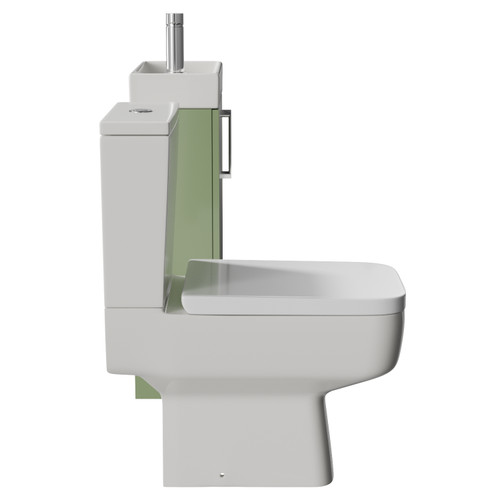 Napoli Cube Olive Green 400mm Single Door Vanity Unit and Toilet Suite with Align Basin Side View