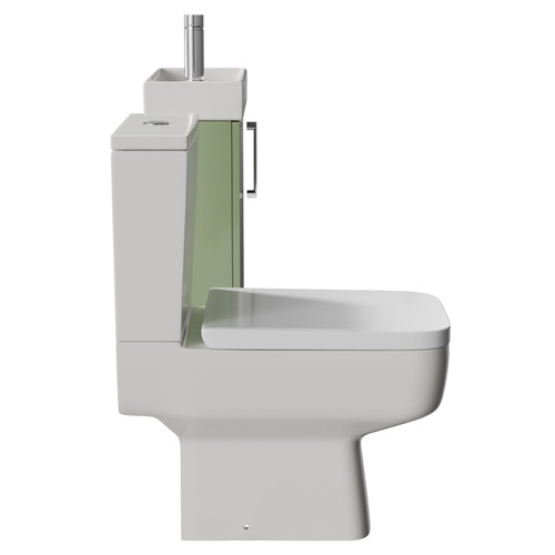 Napoli Cube Olive Green 400mm Single Door Wall Mounted Vanity Unit and Toilet Suite with Align Basin Side View