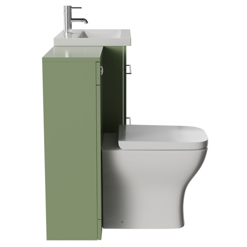 Napoli 390 Olive Green 1100mm 2 Drawer Vanity Unit Toilet Suite with Glide Basin Side View