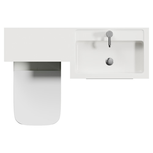 Napoli 390 Olive Green 1100mm 2 Drawer Vanity Unit Toilet Suite with Square Right Hand Lucia Basin Top View