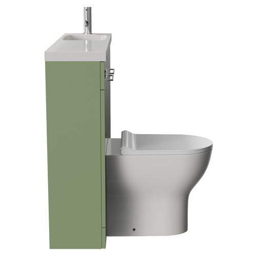 Napoli 250 Olive Green 1000mm 2 Door Vanity Unit Toilet Suite with Round Silvo Basin Side View