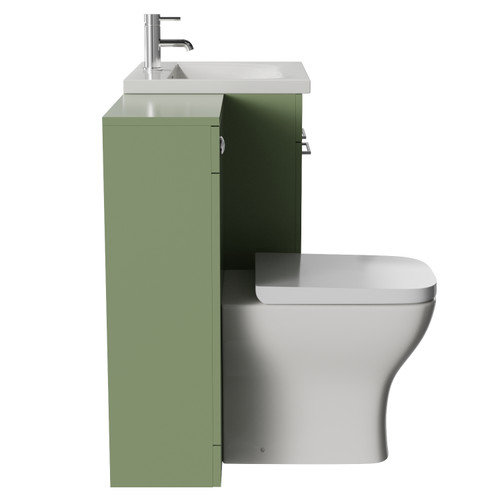 Napoli 460 Olive Green 1100mm 2 Door Vanity Unit Toilet Suite with Glide Basin Side View