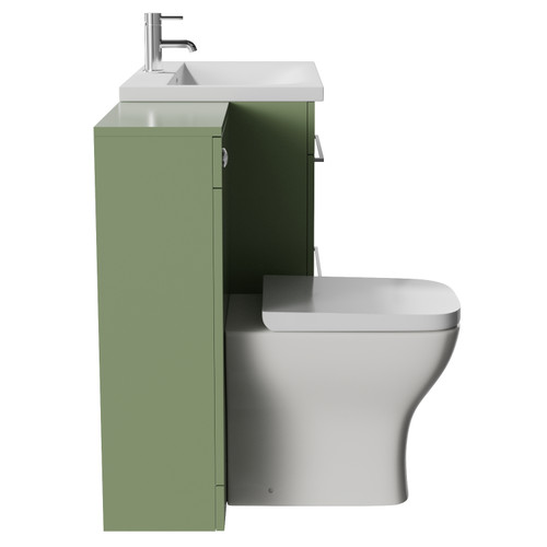 Napoli 460 Olive Green 1300mm 2 Drawer Vanity Unit Toilet Suite with Glide Basin Side View